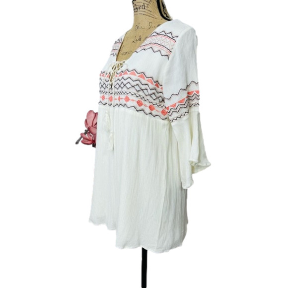 Umgee Boho Swing Style Embroidered Aztec Style Lined Dress - Picture 13 of 14